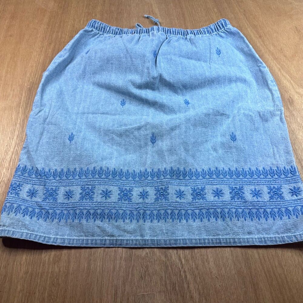 Gloria Vanderbilt Women's Chambray Knee Length Skirt Denim Cottagecore A-Line 12